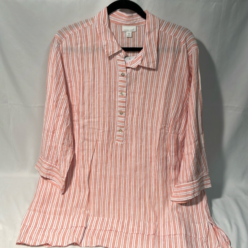 J. Jill Tangerine striped Women's 3X  Linen Tunic Top